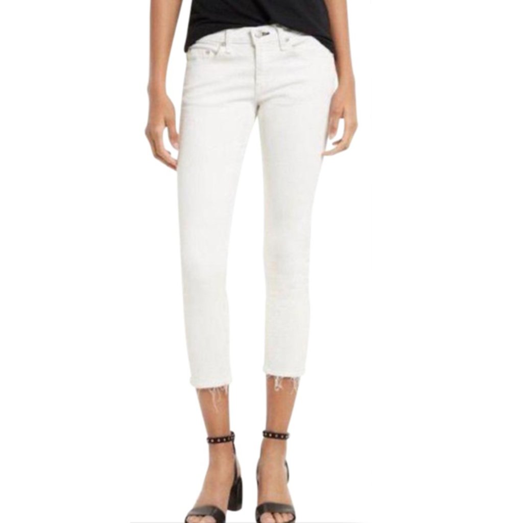Rag  Bone White Skinny Capri Fray Jeans